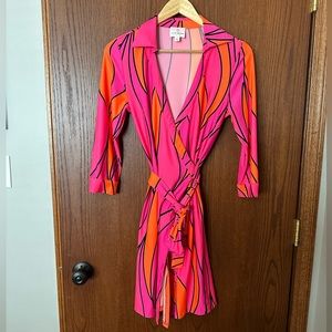 Pink & Orange Wrap Dress